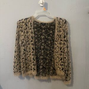 XOXO Fuzzy Animal Print Cardigan